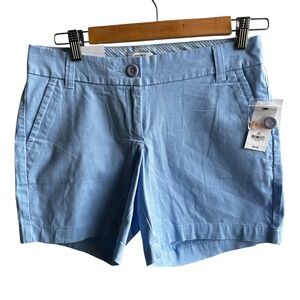 Crown & Ivy Chino Shorts Womens Essential Light Blue Casual Size‎ 2 Vacation NWT